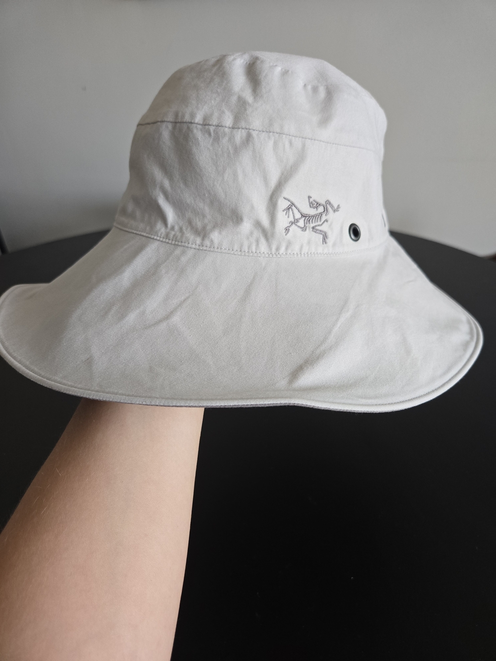 ​Arc'teryx Vintage Cotton Bucket Sun Hat Wide Brim Grey Beige EUC - Picture 3 of 12